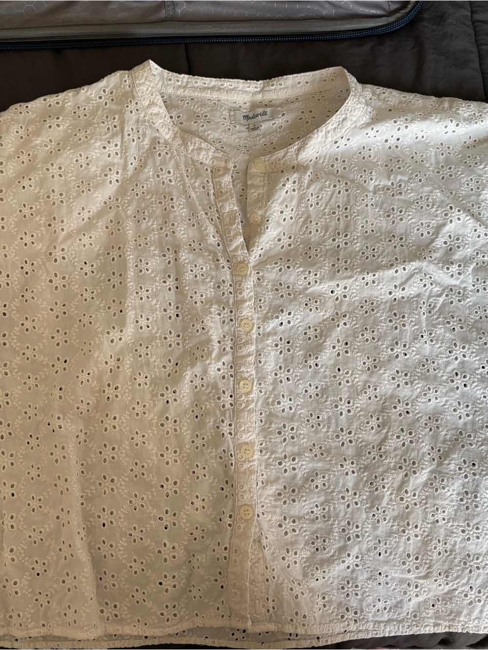 Madewell Cream Eyelet Button-Front Casual Men’s Shirt